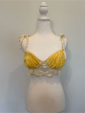 NWT Free People Sweet on You Hand Crochet Seashell Design Bra Boho Beach Coastal